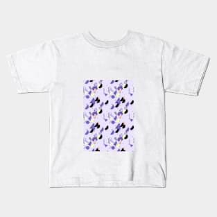 Retro half moon with stars and purple background Kids T-Shirt